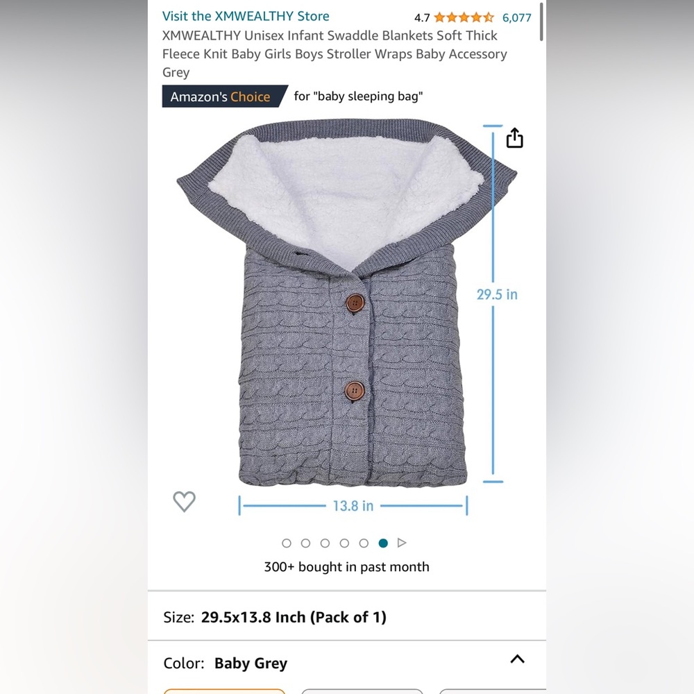 Unisex baby swaddle blanket grey